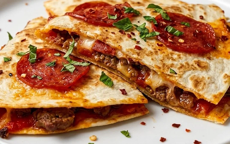 Beef Pepperoni Pizza Quesadillas
