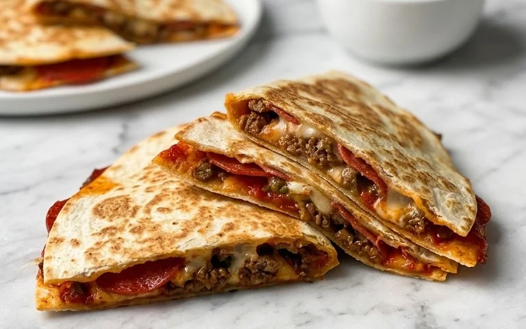 Beef Pepperoni Pizza Quesadillas