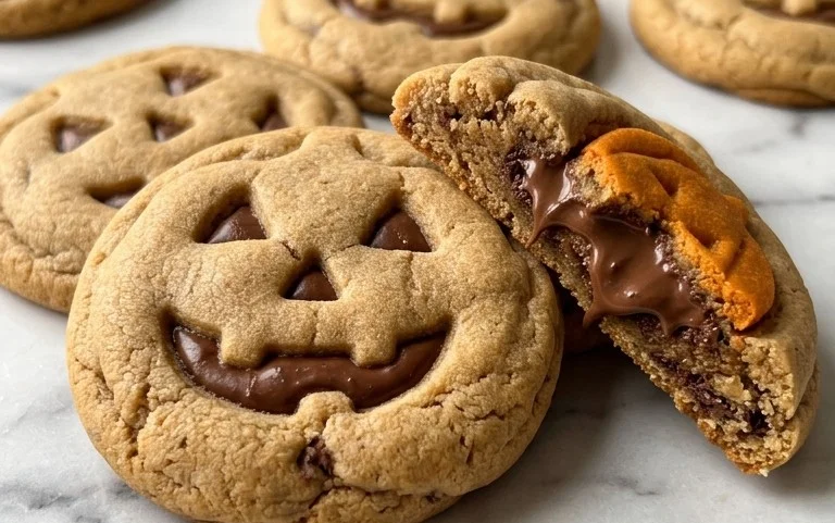 Melted Chocolate Jack-o-Lantern Cookies