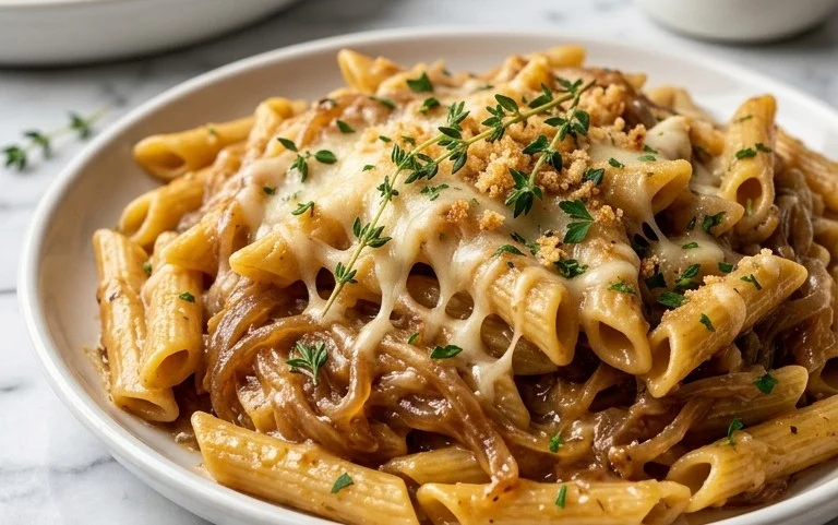 French Onion Pasta-Caramelized Onion Comfort Dish