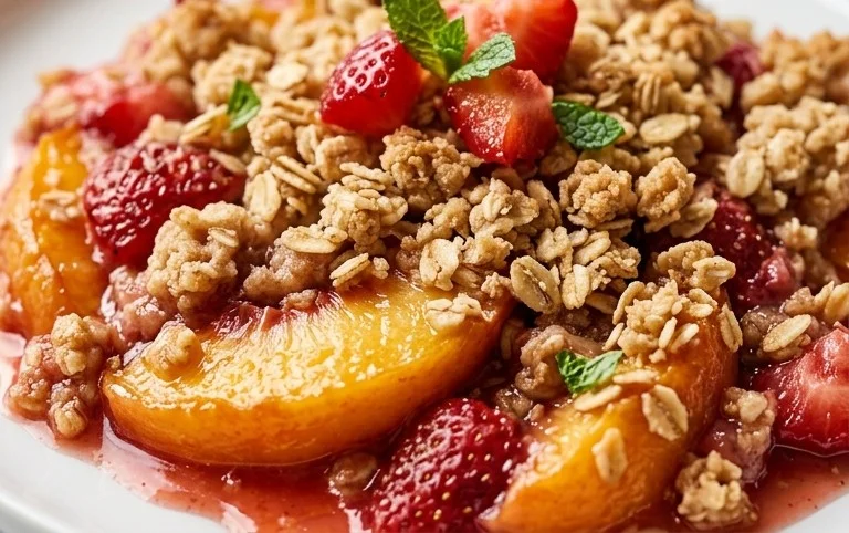 Peach & Strawberry Crisp