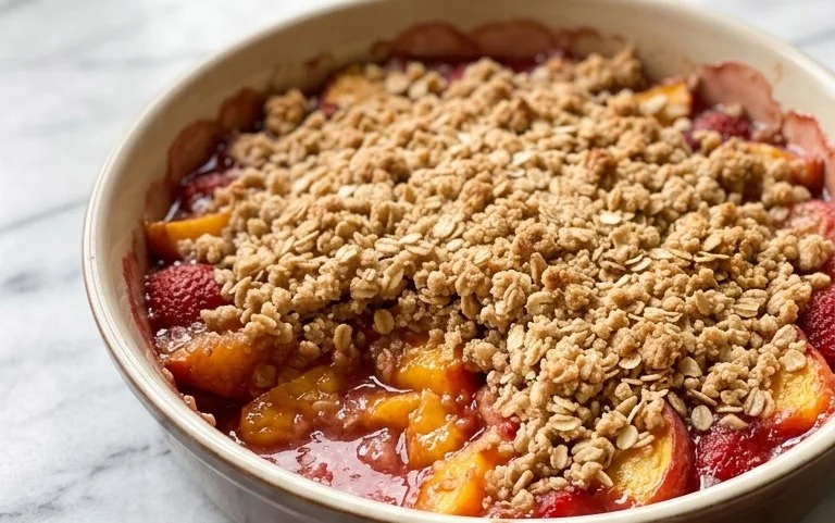 Peach Strawberry Crisp Summer Recipe