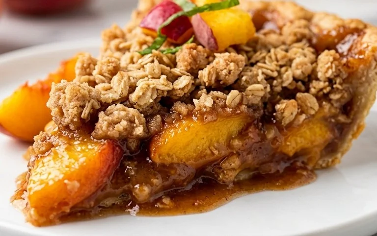 Brown Sugar Peach Crumble Pie